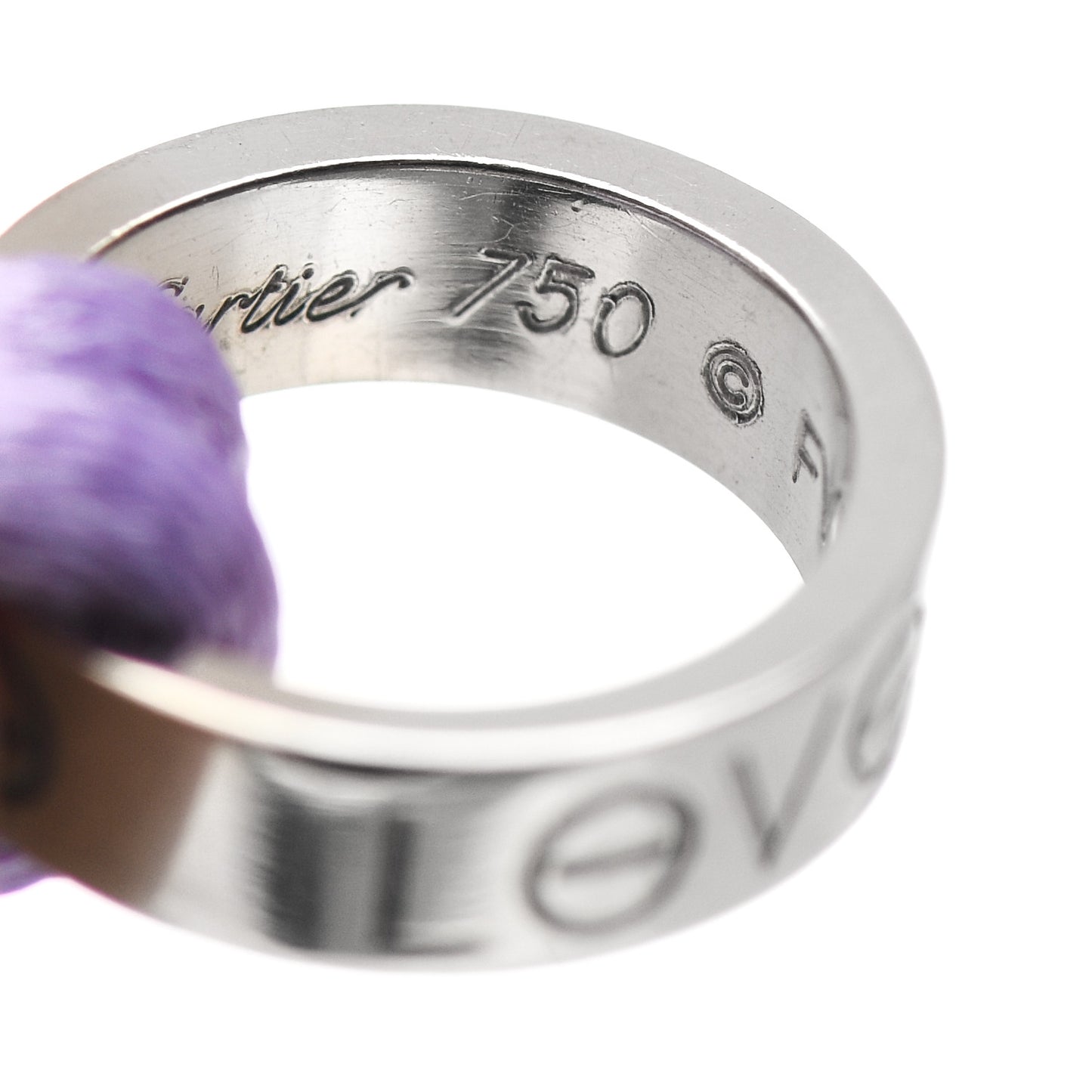 18K White Gold Charity LOVE Adjustable Cord Bracelet Lavender