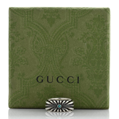 Gucci Sterling Silver Resin Interlocking GG Flower Ring 56 7.75 Turquoise 5 of 5