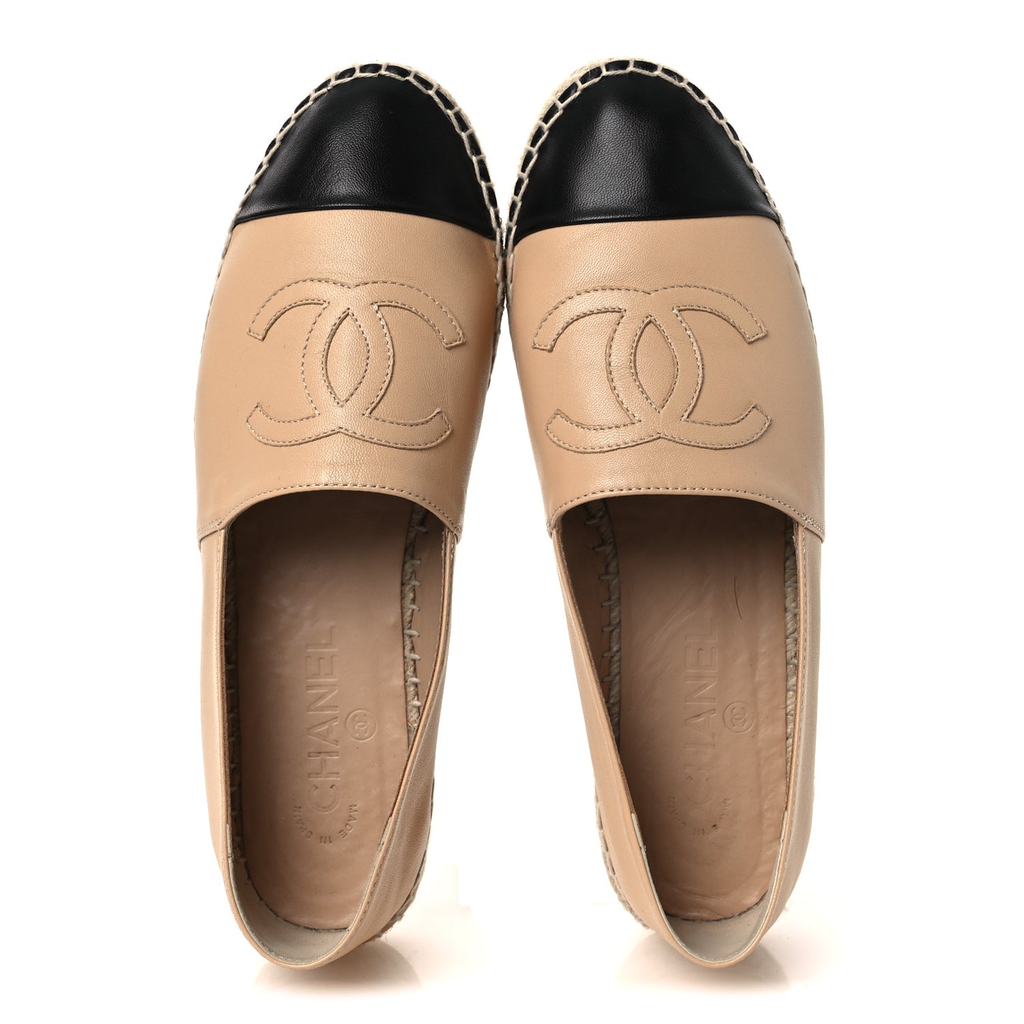 Lambskin CC Espadrilles 40 Beige Black