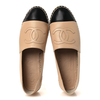 Chanel Lambskin CC Espadrilles 40 Beige Black 2 of 13