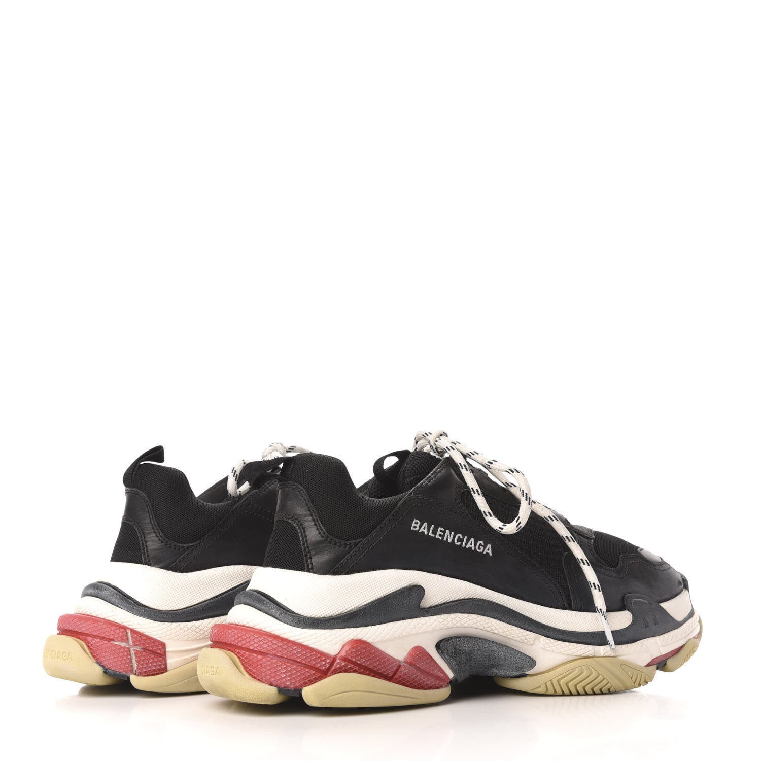 Balenciaga Fabric Mesh Washed Effect Womens Triple S Sneakers 42 Black Red 4 of 7