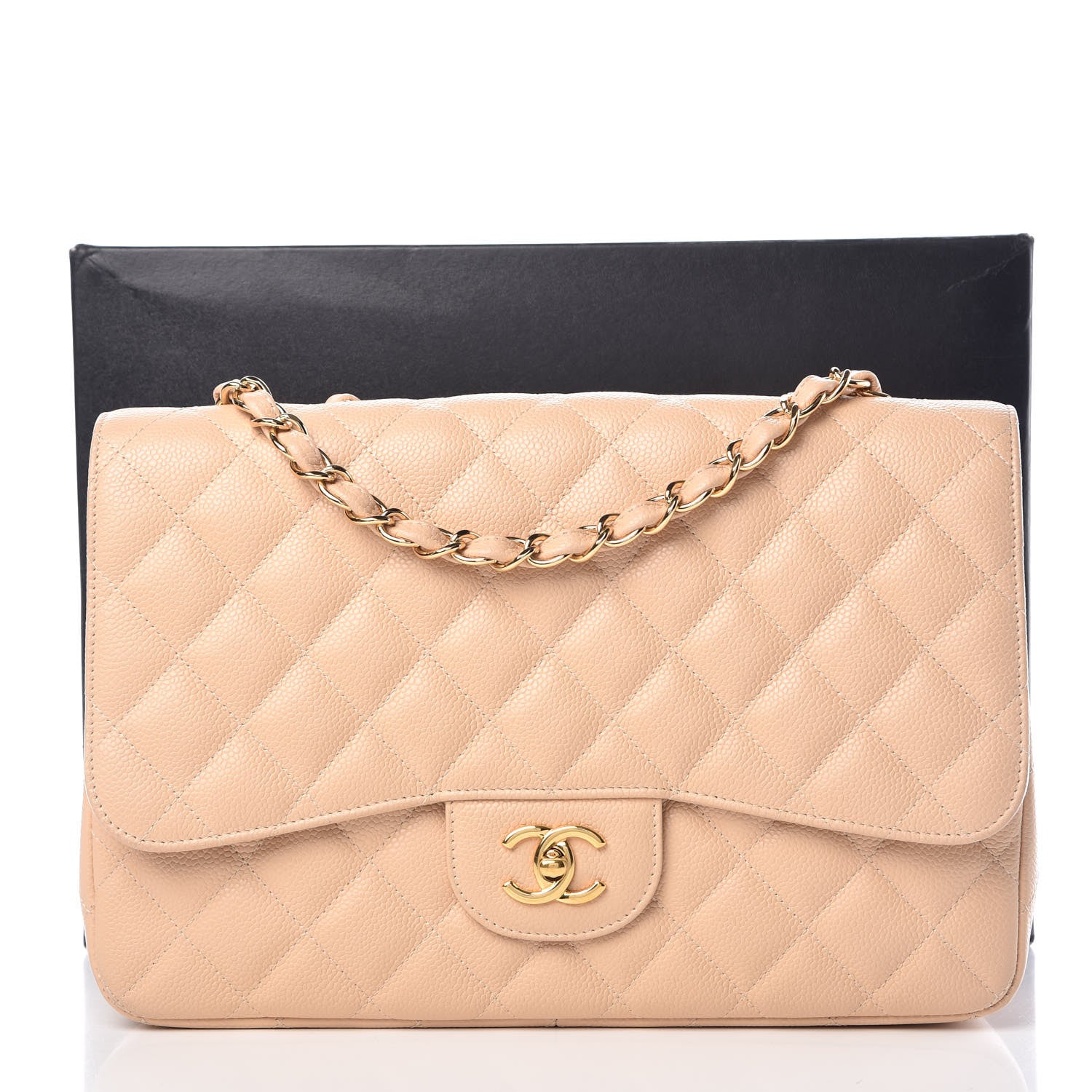 Chanel Caviar Quilted Jumbo Single Flap Beige Clair 9 of 9