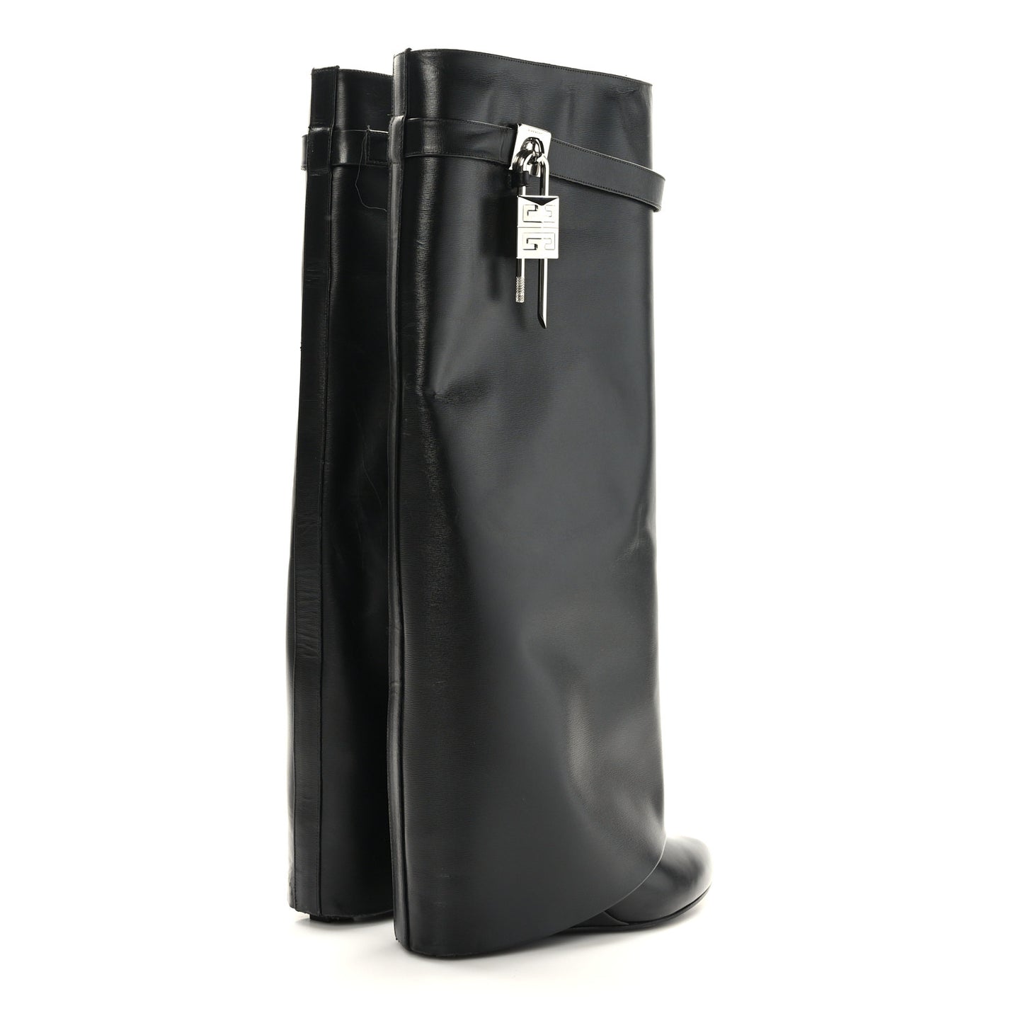 Calfskin Shark Lock Pant Boots 40.5 Black