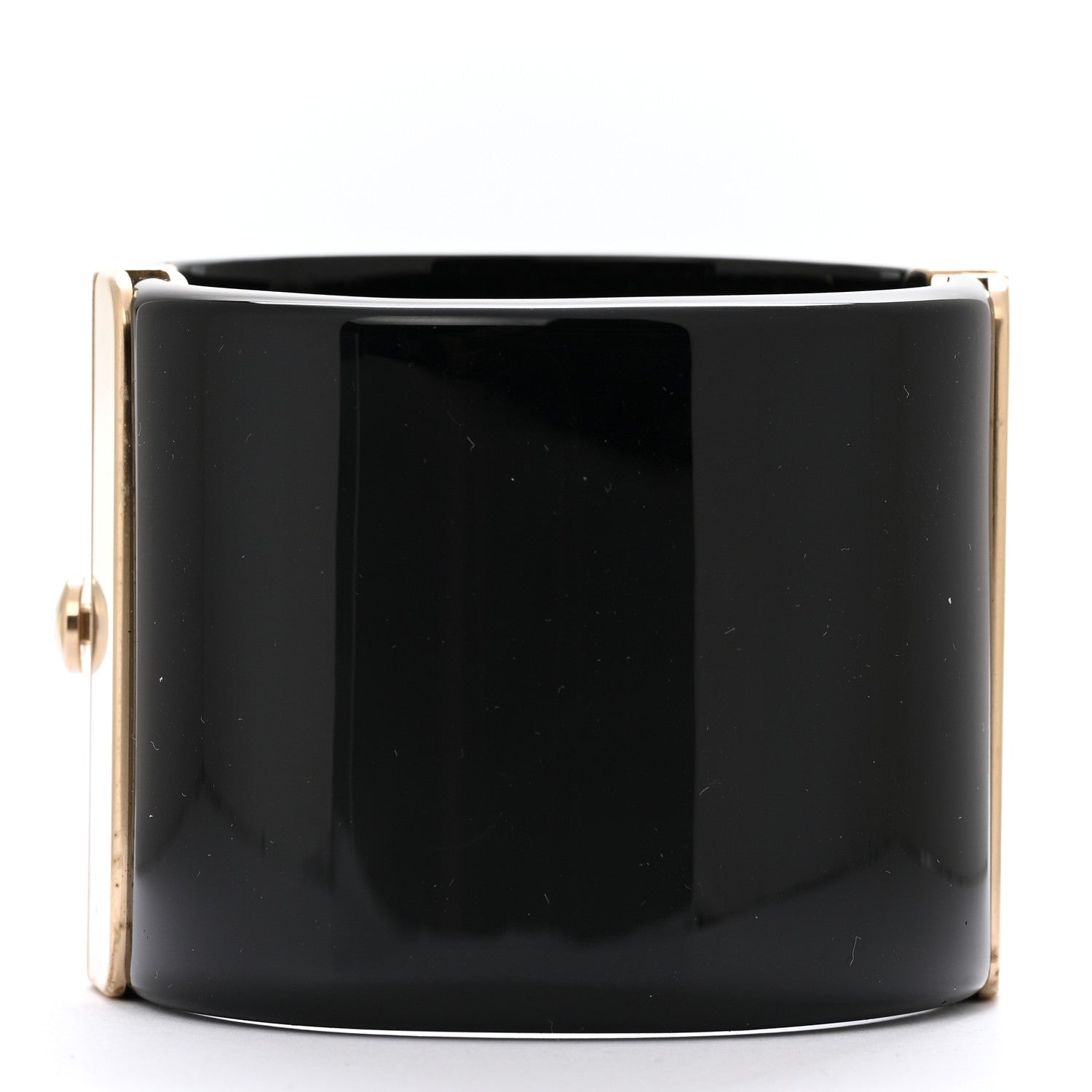 Chanel Resin Crystal Pearl CC Cuff Black 3 of 8