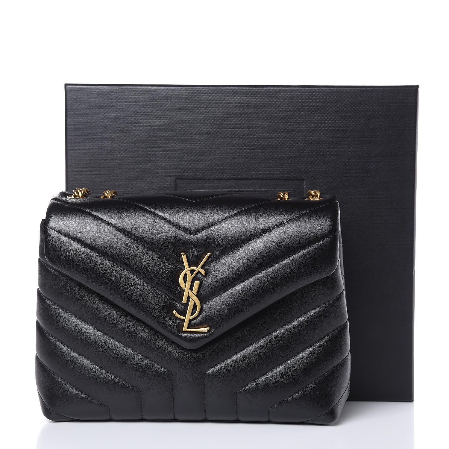 Saint Laurent Calfskin Y Quilted Monogram Small Loulou Chain Satchel Black 10 of 10
