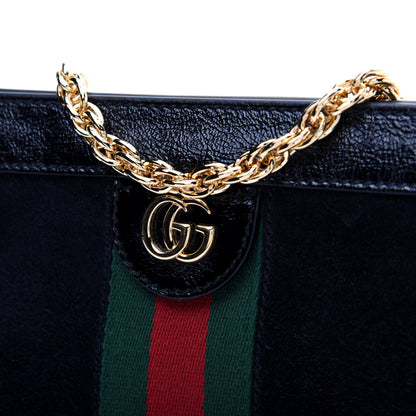 Gucci Suede Patent GG Web Small Ophidia Chain Shoulder Bag Black 11 of 12