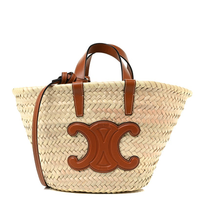 Celine Raffia Calfskin Triomphe Teen Panier Tan 1 of 11