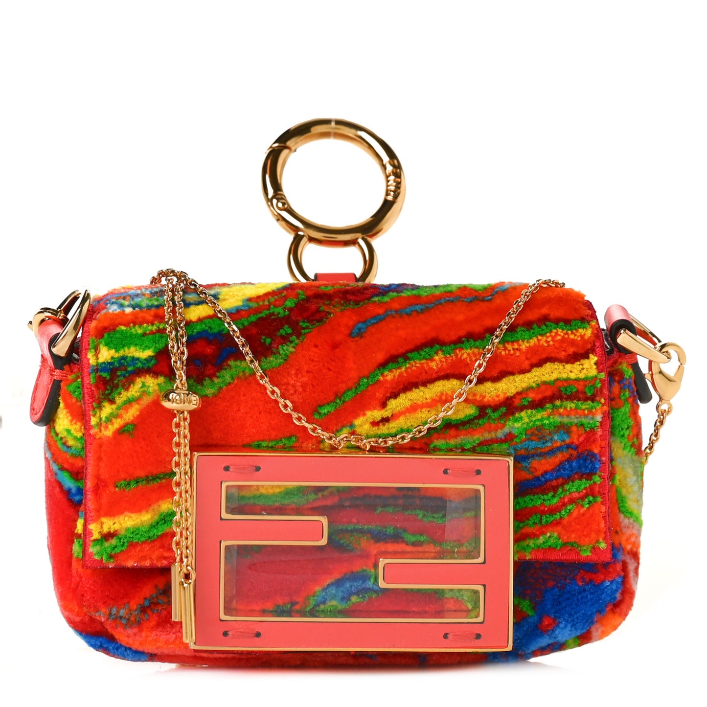 Velvet Marble Nano Maxi Buckle Baguette Charm Rosso Multicolor