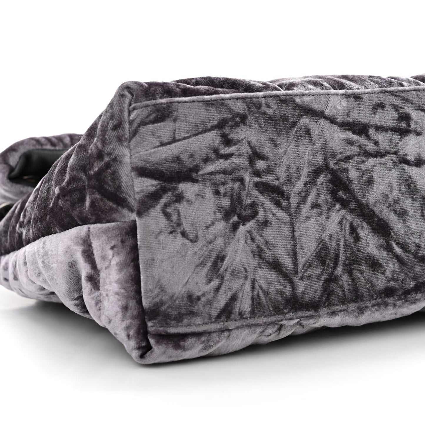 Crushed Velvet Quilted Small Loulou Puffer Monogram Chain Satchel Cloud Grey