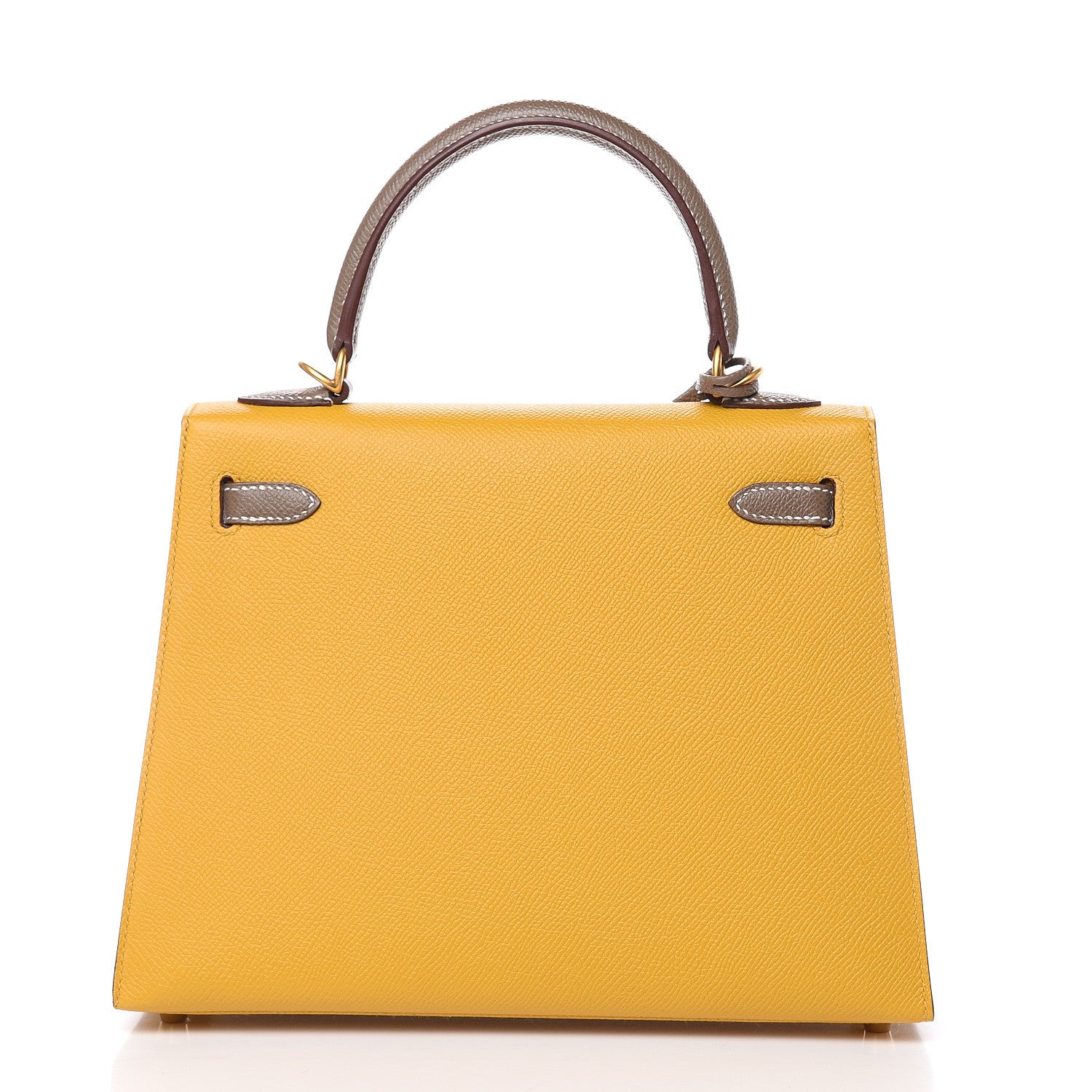 Hermes Epsom Horseshoe Kelly Sellier 25 Jaune Ambre Etoupe 4 of 34