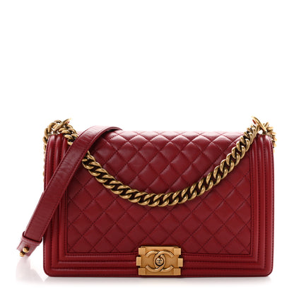 Chanel Lambskin Quilted New Medium Boy Flap Dark Red 1 of 9