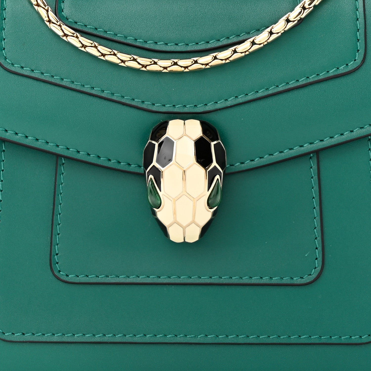 Bulgari Calfskin Small Serpenti Forever Snake Strap Crossbody Bag Emerald Green 9 of 11