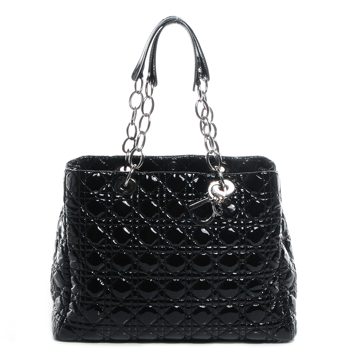 Patent Cannage Dior Soft Shopping Tote Black