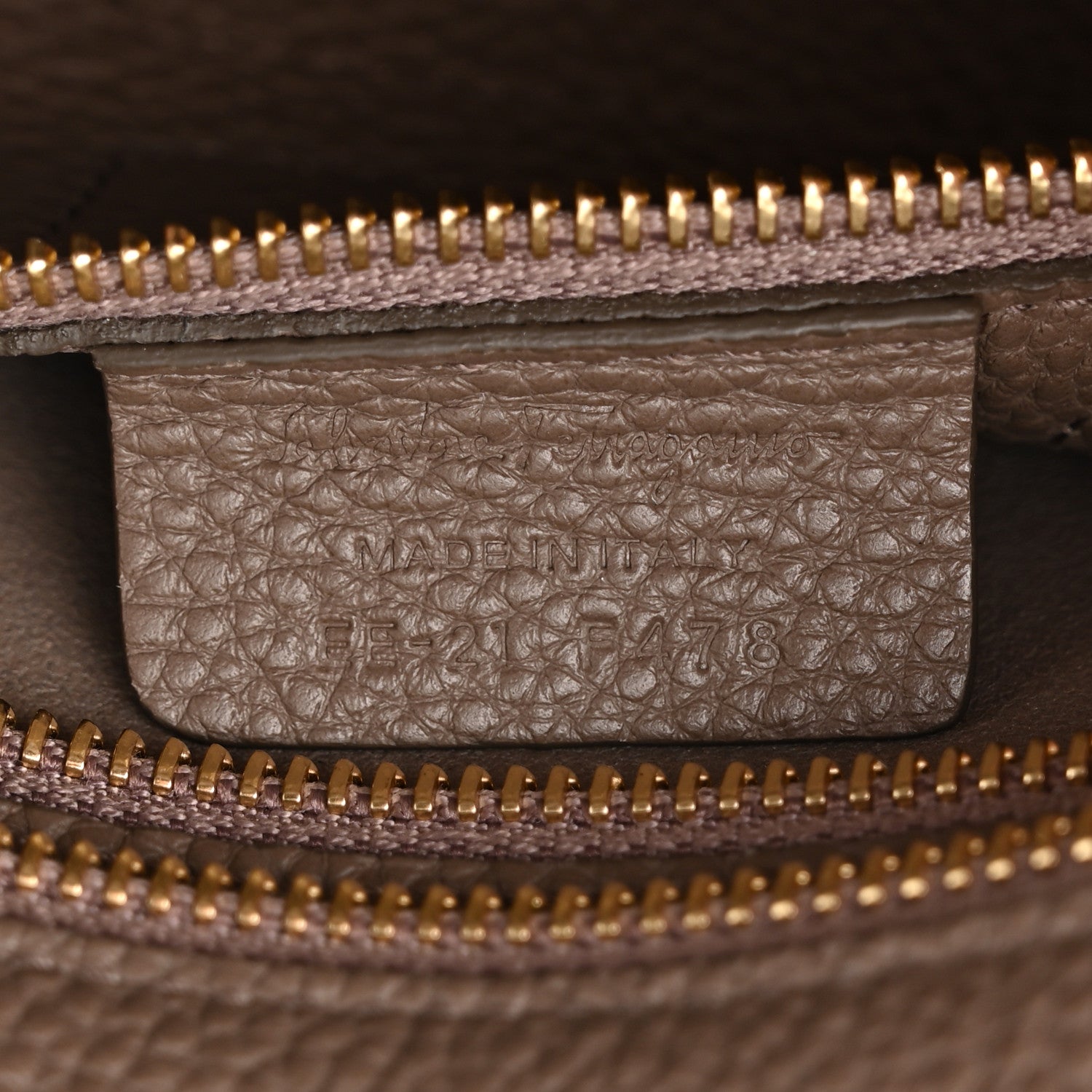 Salvatore Ferragamo Hammered Calfskin Double Handle Small Amy Tote Caraway Seed 7 of 11
