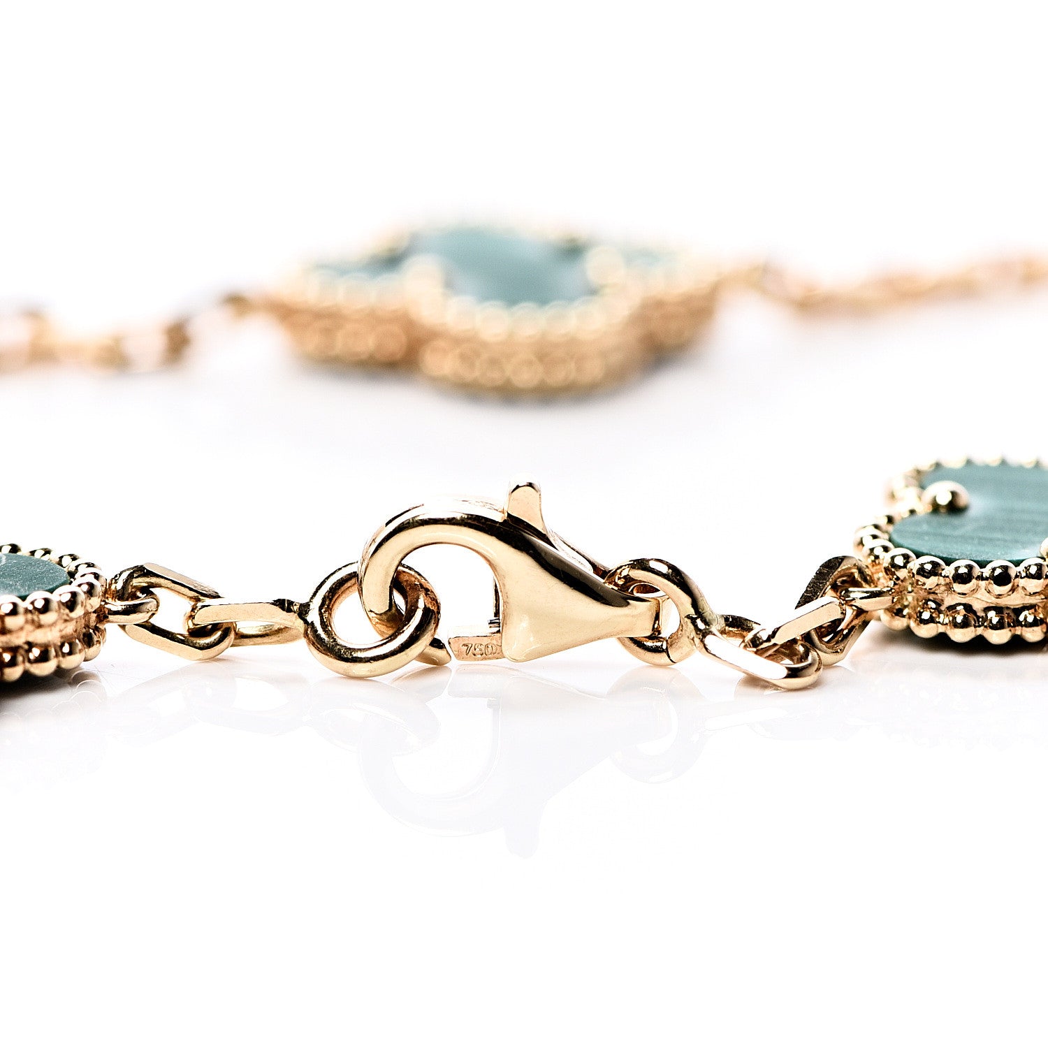 Van Cleef & Arpels 18K Yellow Gold Malachite 5 Motifs Vintage Alhambra Bracelet 4 of 9