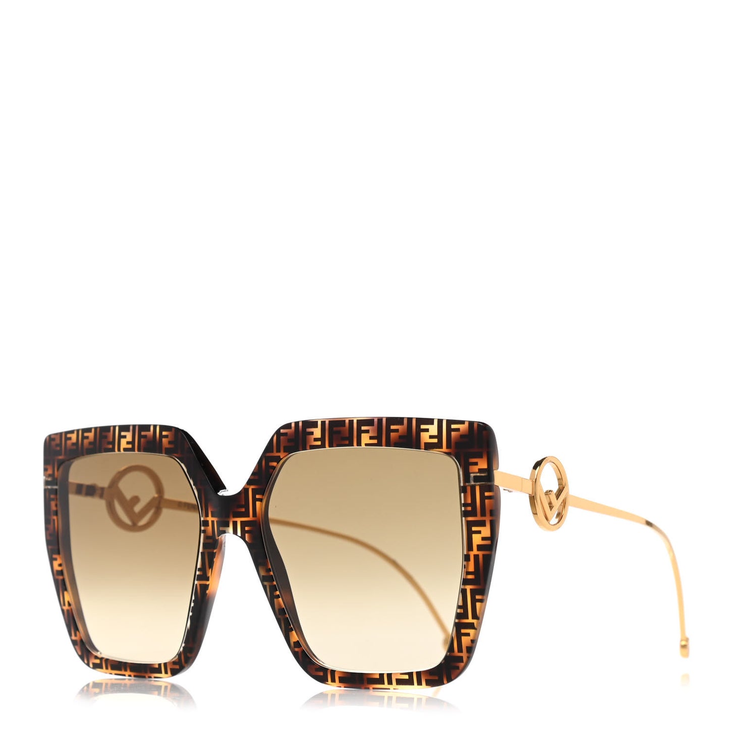 Acetate Metal F is Fendi FF Butterfly Sunglasses FF 0410/S Havana
