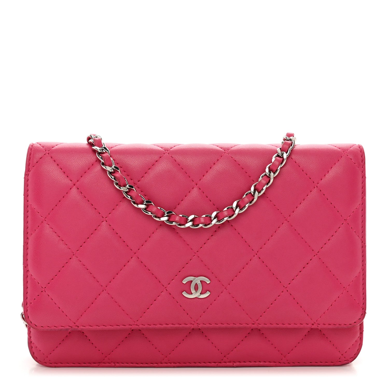 Chanel Lambskin Quilted Wallet On Chain WOC Pink 1 of 14