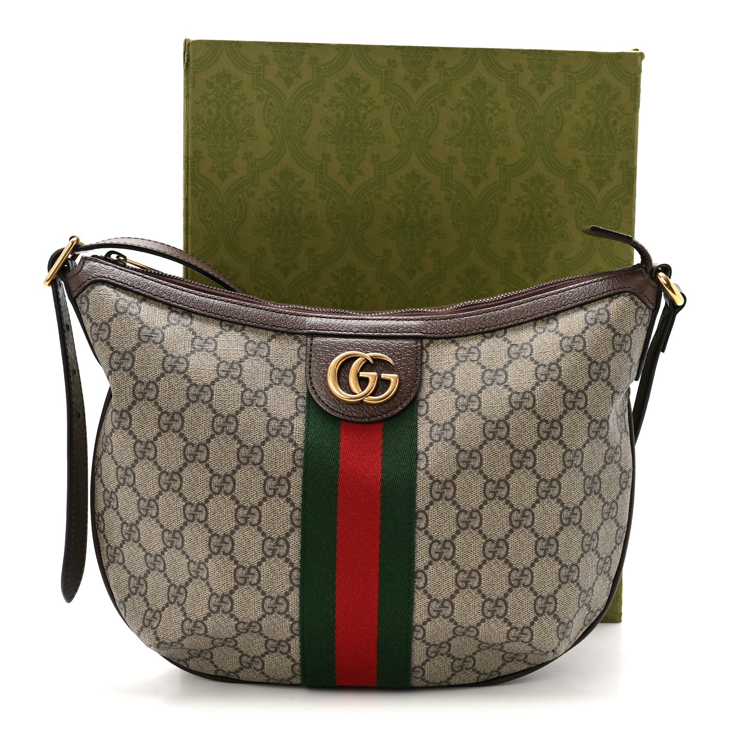 Gucci GG Supreme Monogram Web Small Ophidia Half Moon Hobo Brown 11 of 11