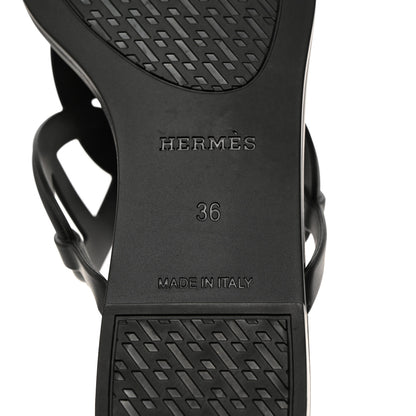 Hermes Rubber Womens Egerie Sandals 36 Black 8 of 9
