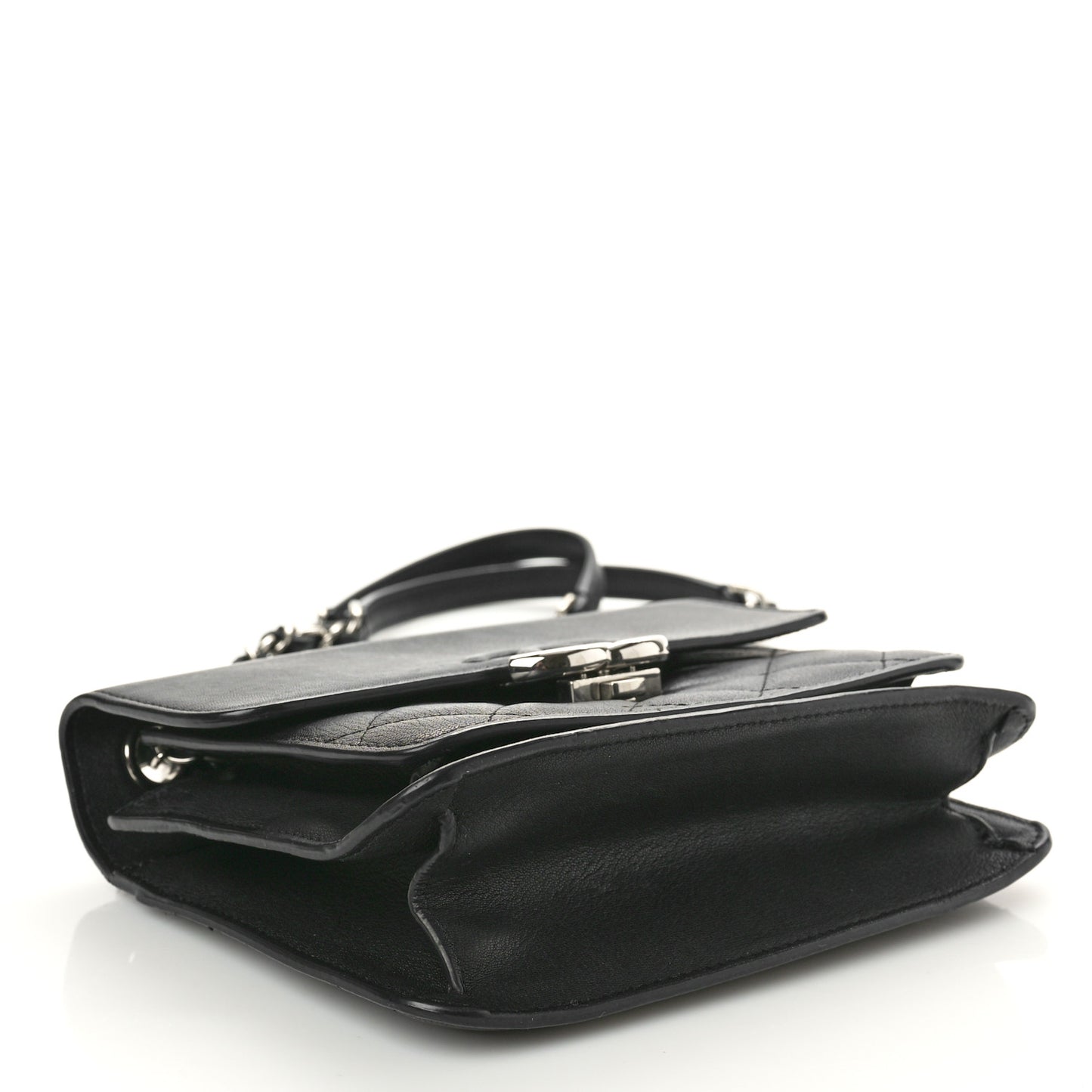 Goatskin Quilted Small CC Box Flap Black