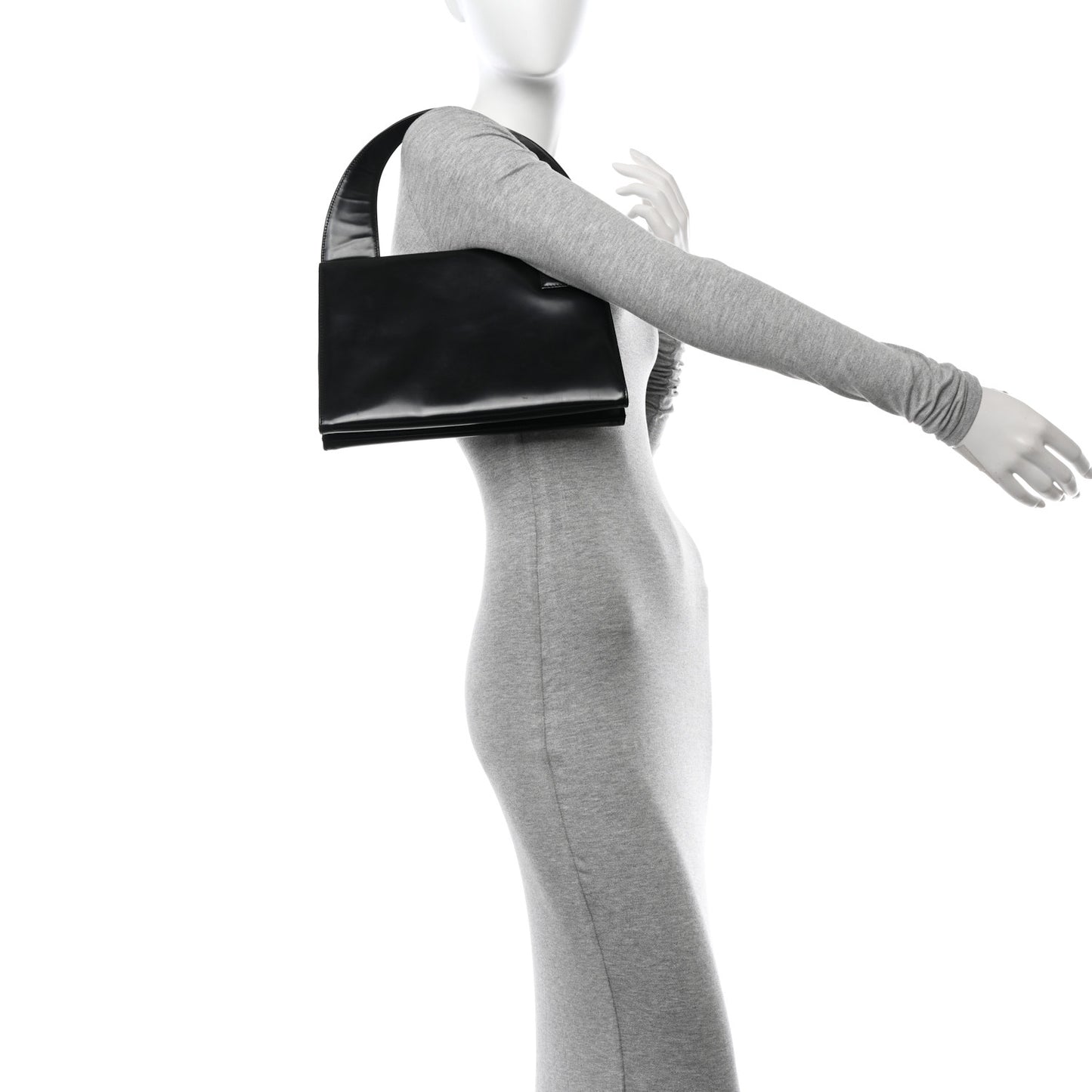 Shiny Calfskin Shoulder Bag Black