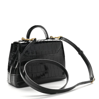 Mulberry Shiny Croc Calfskin Embossed Micro Seaton Black 2 of 8