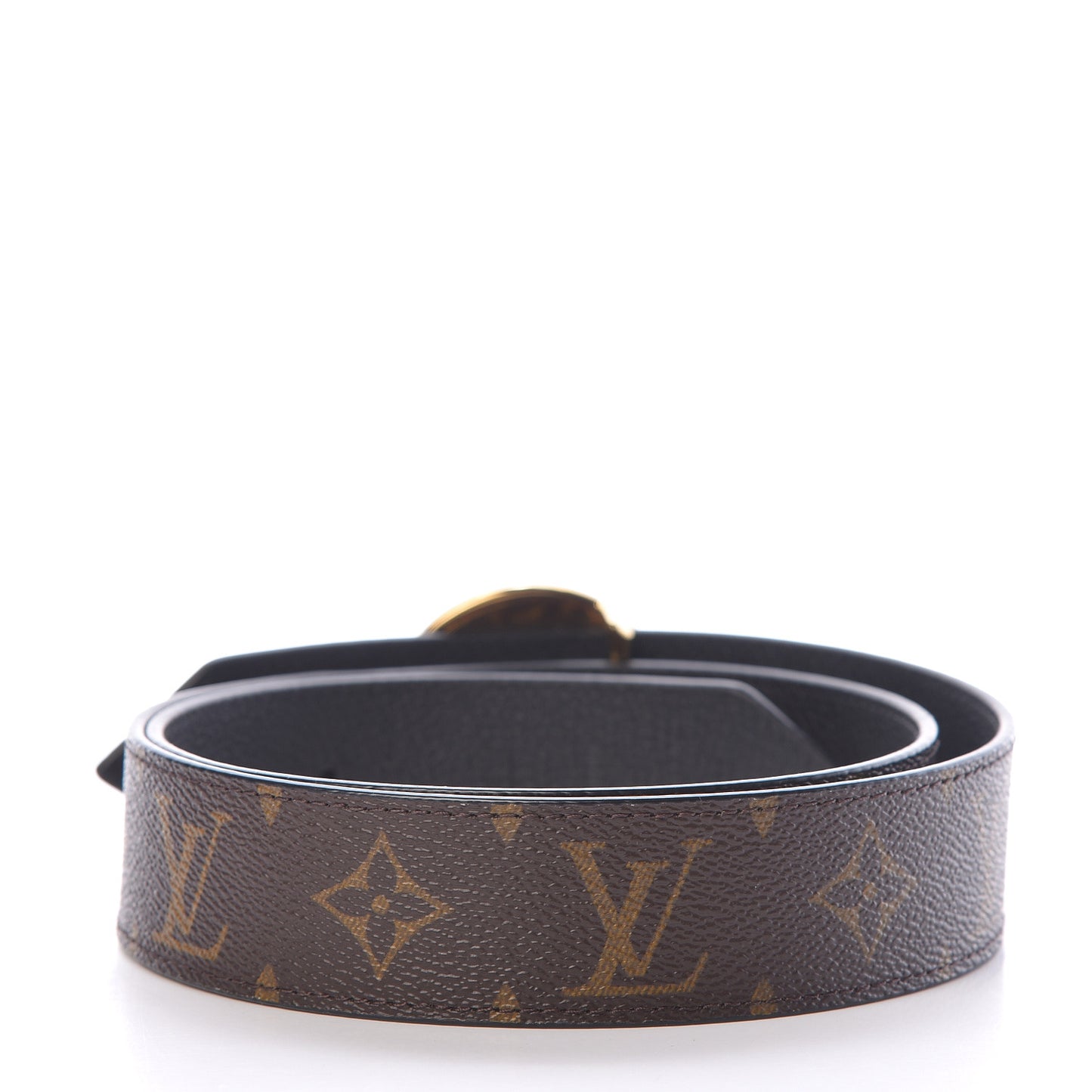 Calfskin Monogram 35mm LV Circle Reversible Belt 80 32 Black