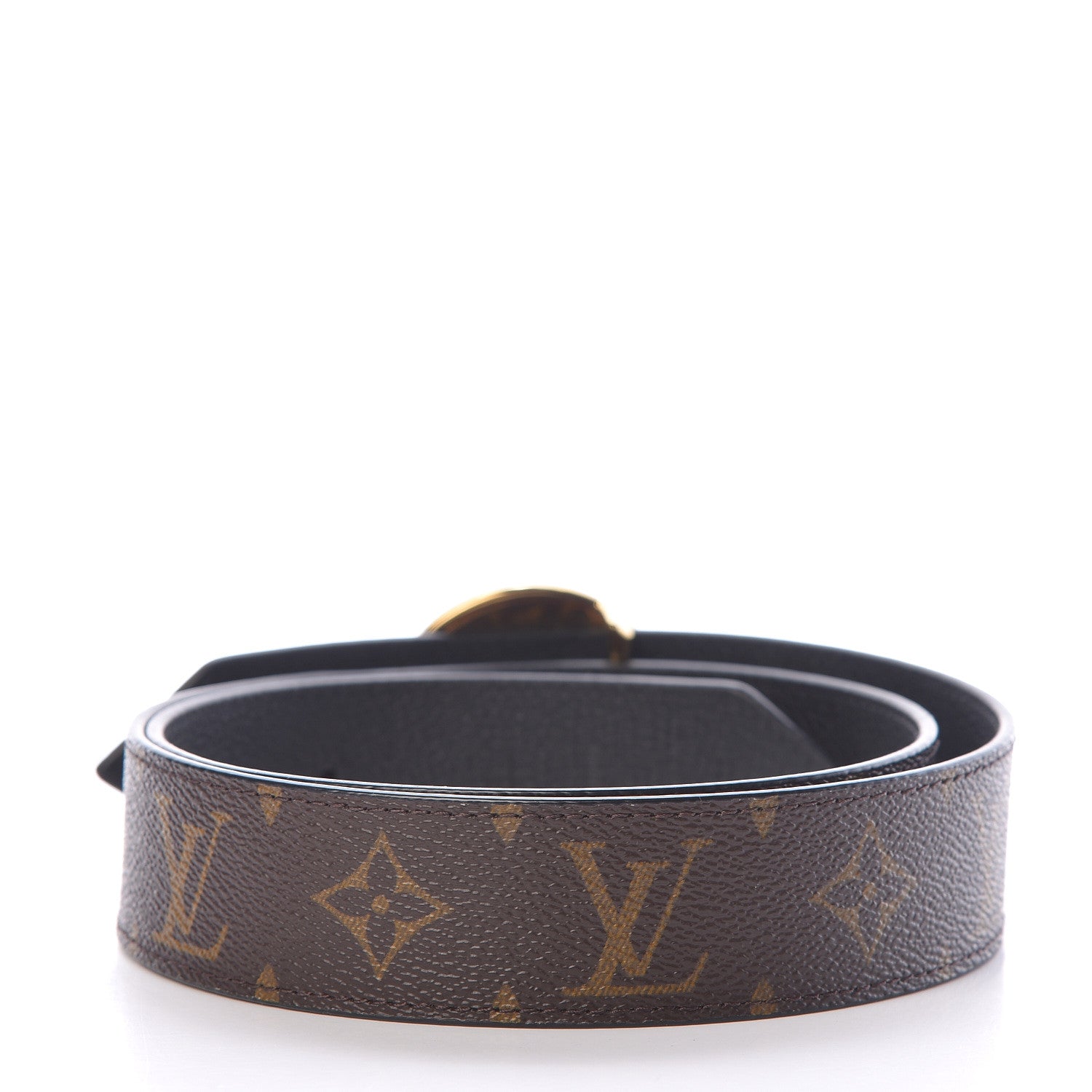 Louis Vuitton Calfskin Monogram 35mm LV Circle Reversible Belt 80 32 Black 3 of 7