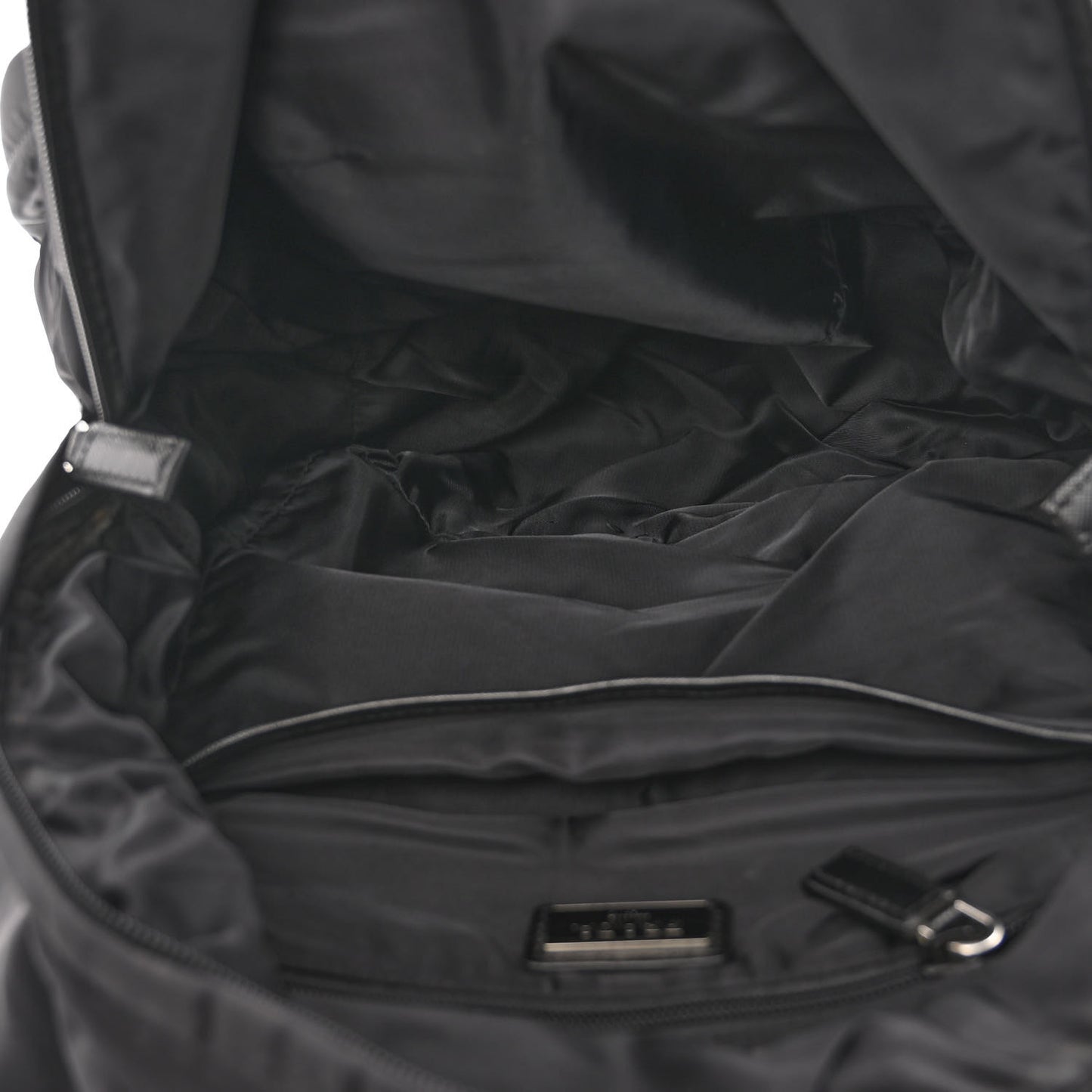 Nylon Tessuto Logo Patch Backpack Black