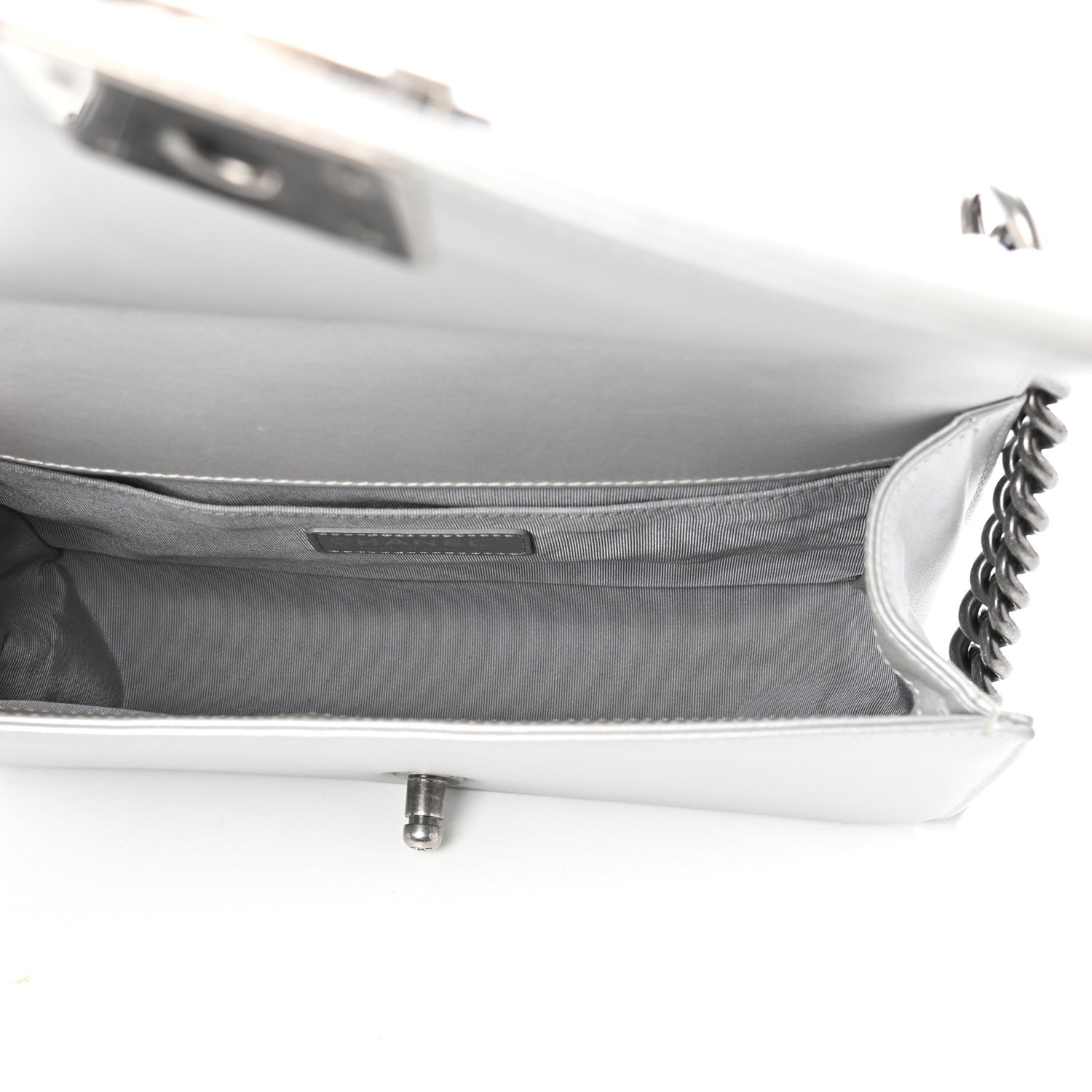 Chanel Metallic Calfskin Quilted Medium Boy Flap Silver 5 of 11