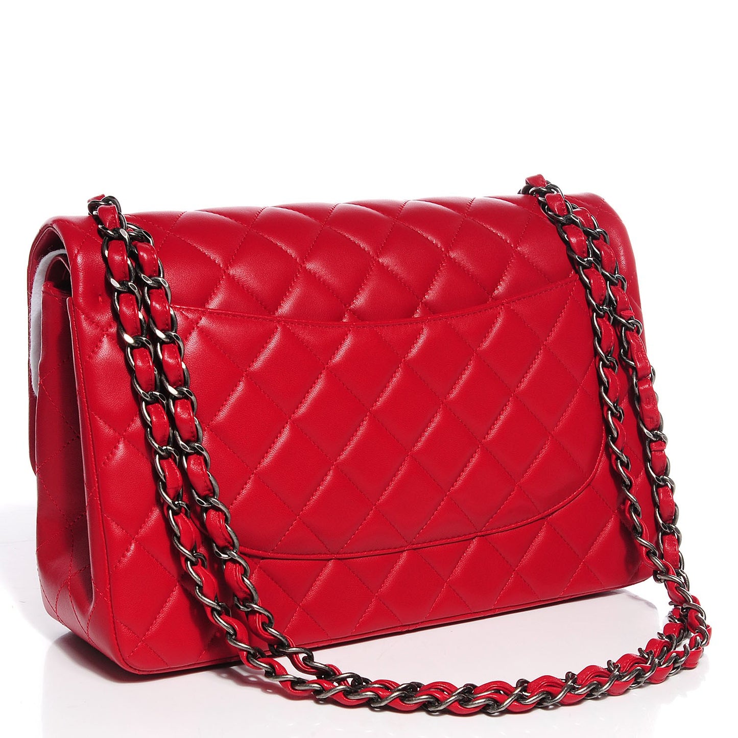 Lambskin Quilted Jumbo Double Flap Red