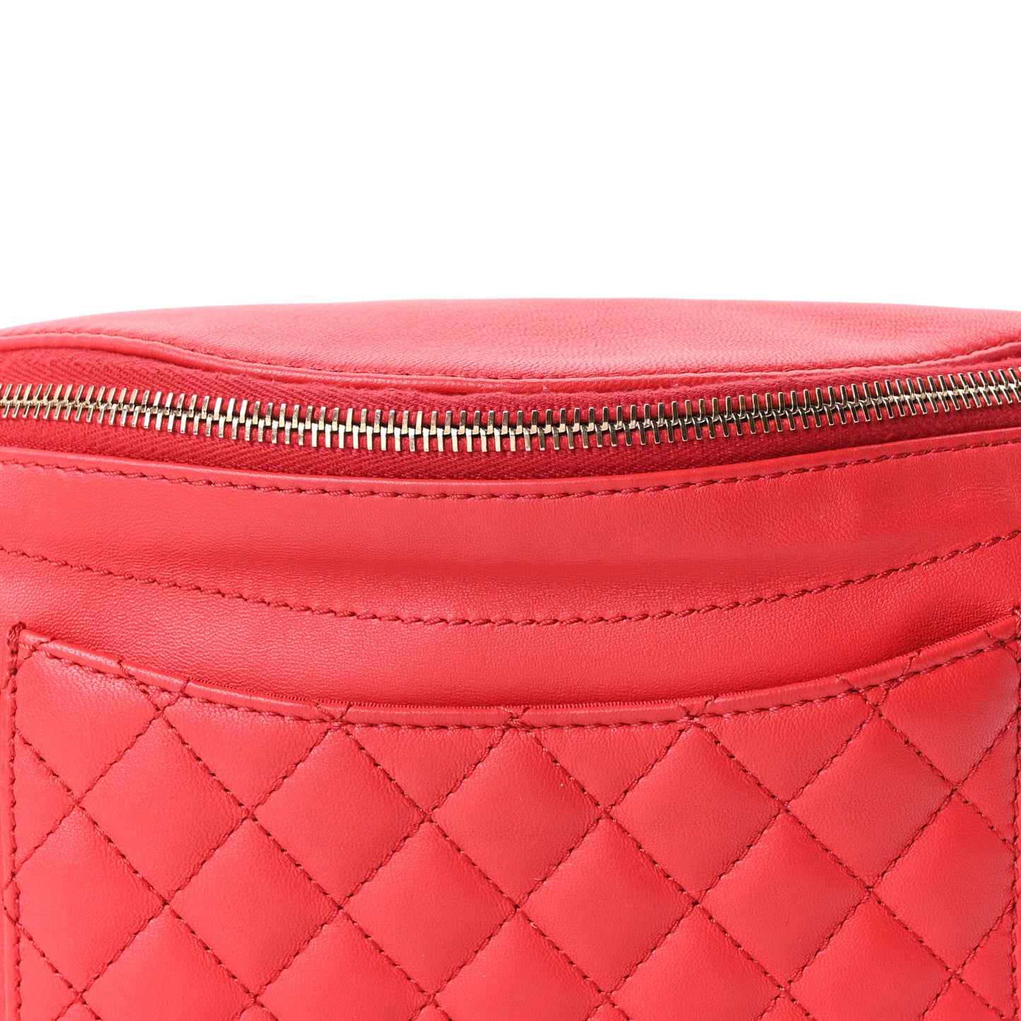 Lambskin Bi Quilted Waist Bag Fanny Pack Red