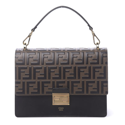 Fendi Vitello Liberty Bi-Color FF 1974 Embossed Kan U Shoulder Bag Black Maya 1 of 12