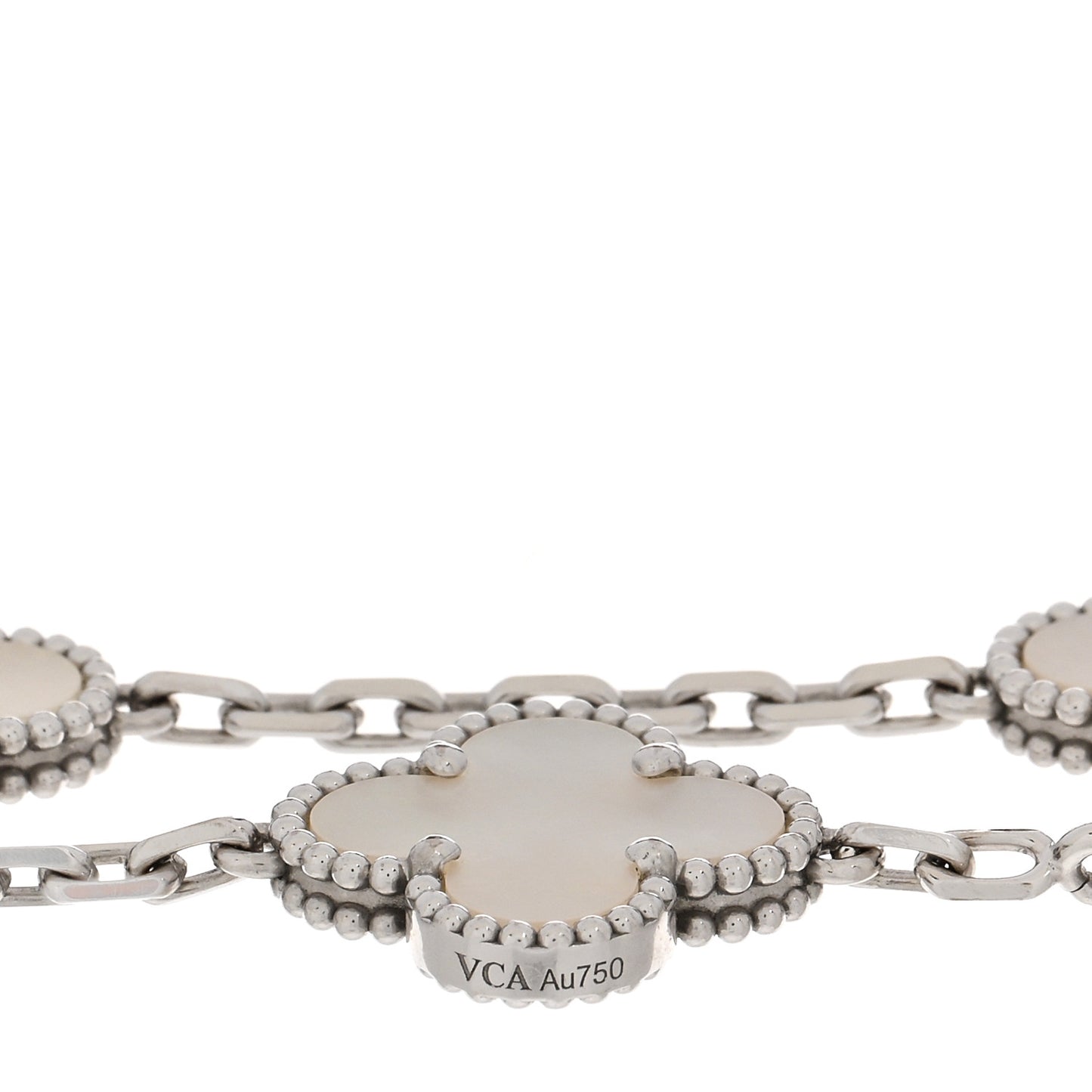 18K White Gold Mother of Pearl 5 Motifs Vintage Alhambra Bracelet