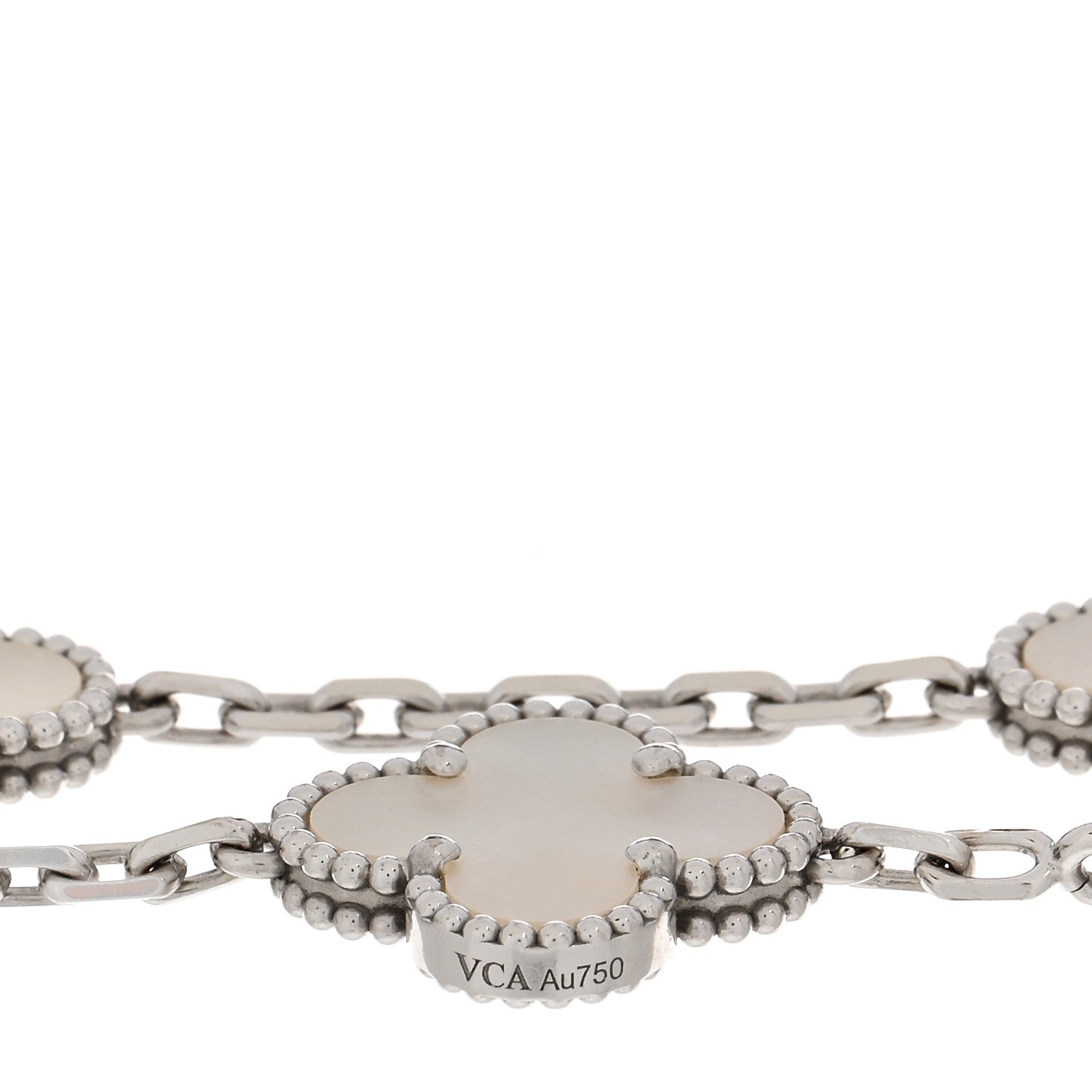 Van Cleef & Arpels 18K White Gold Mother of Pearl 5 Motifs Vintage Alhambra Bracelet 4 of 5