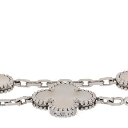 Van Cleef & Arpels 18K White Gold Mother of Pearl 5 Motifs Vintage Alhambra Bracelet 4 of 5