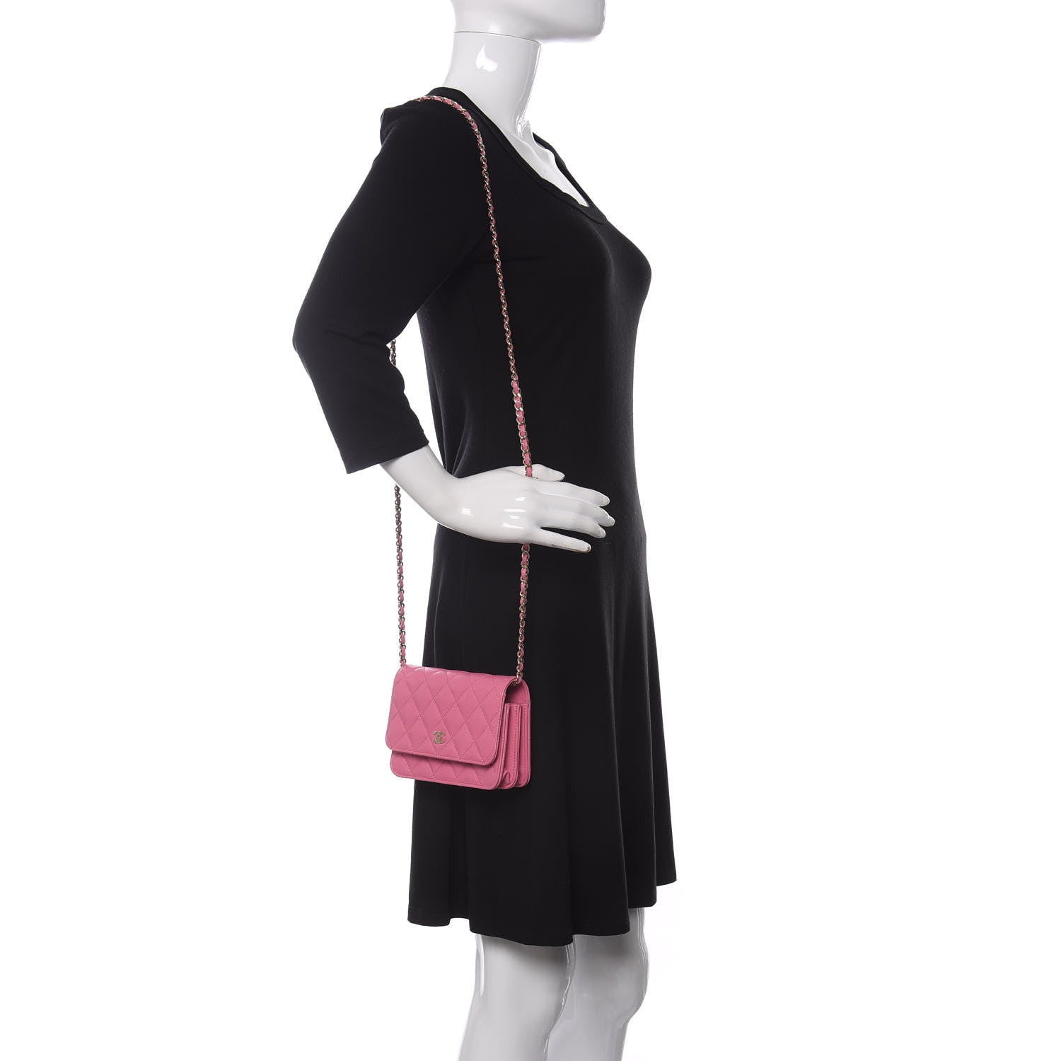 Chanel Caviar Quilted Mini Wallet On Chain WOC Pink 2 of 11