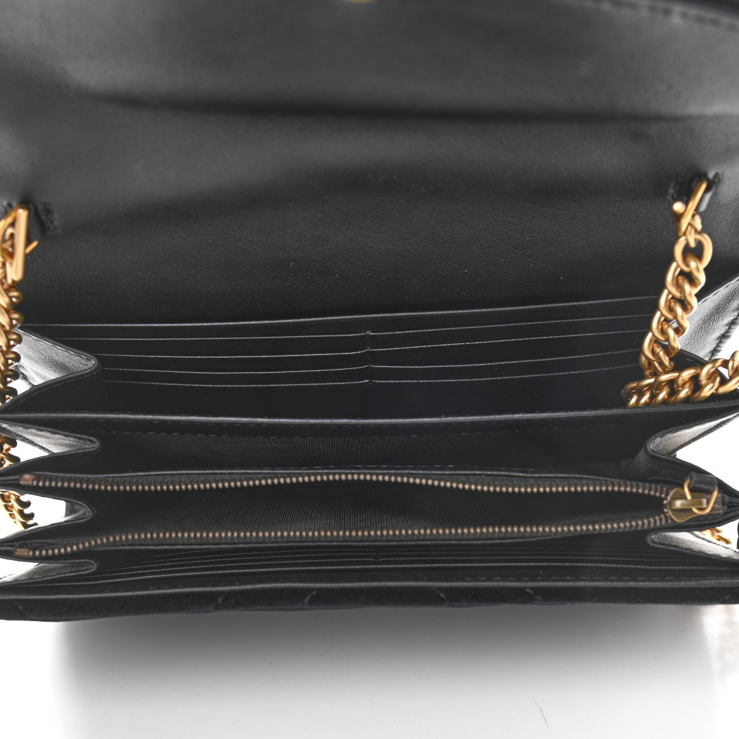 Gucci Velvet Matelasse GG Marmont Chain Wallet Black 4 of 10