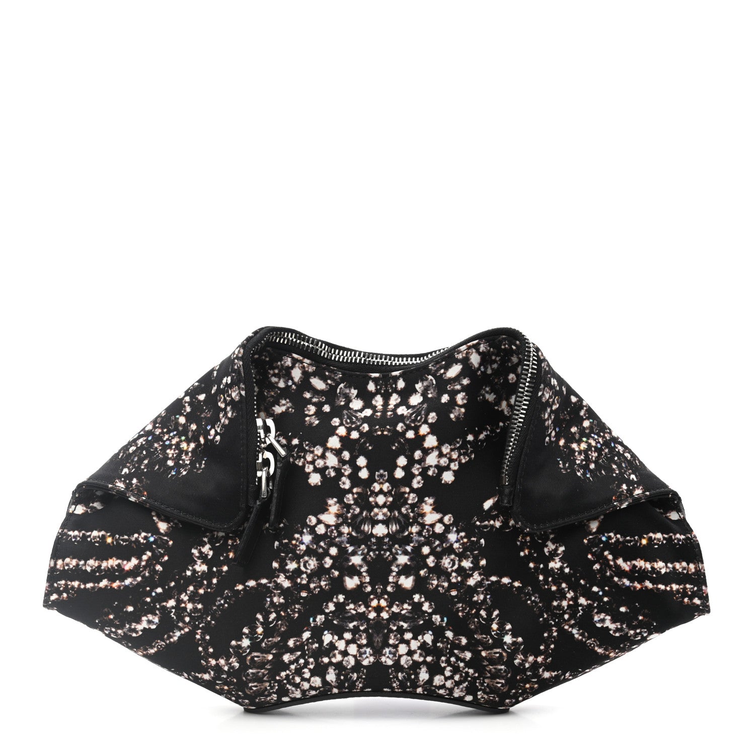 Alexander McQueen Silk Dandelion Print De Manta Clutch Black 1 of 8