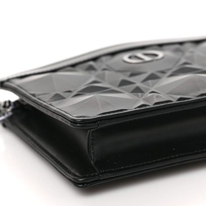 Christian Dior Calfskin Macrocannage Diamond Caro Zipped Pouch With Chain Black 7 of 8