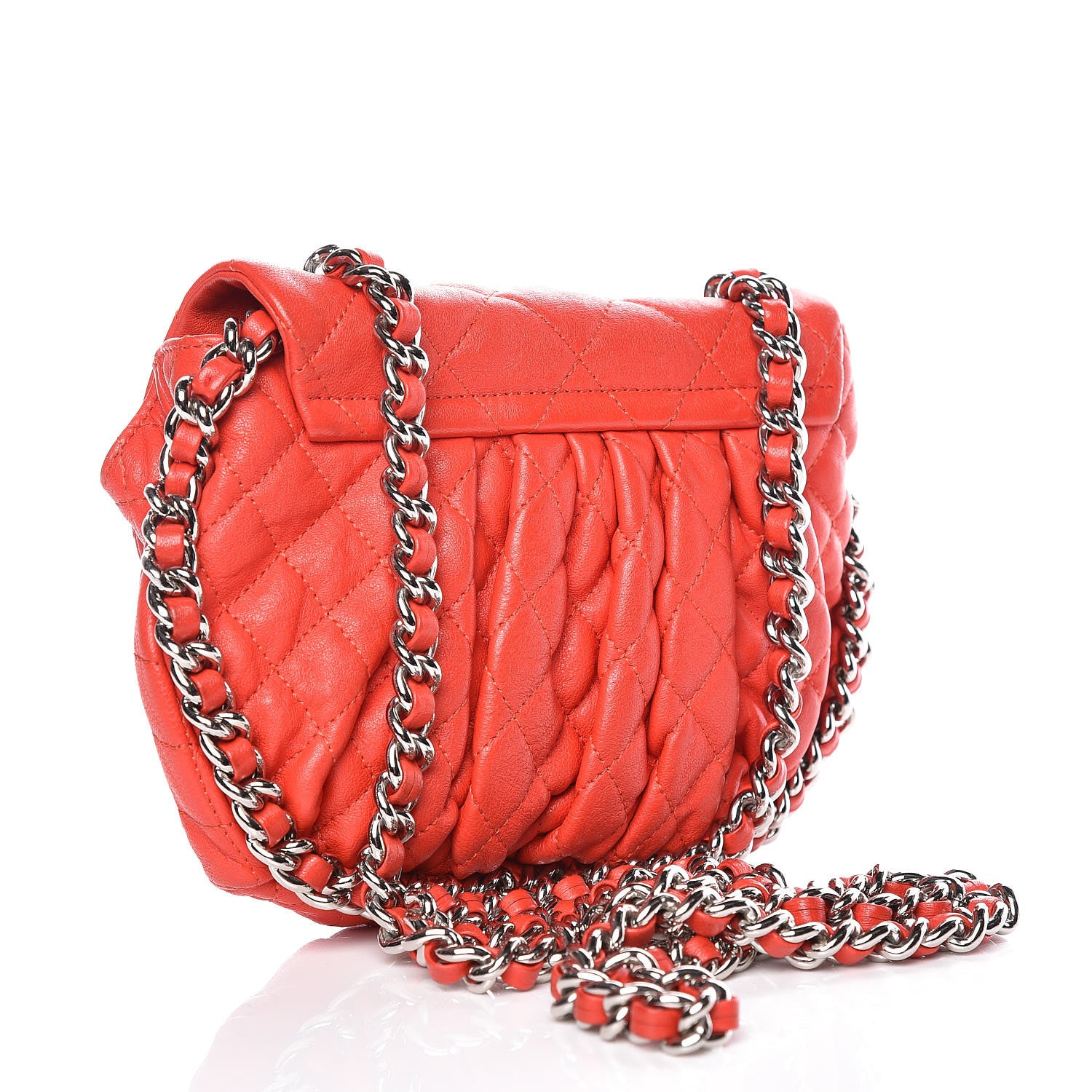 Chanel Washed Lambskin Mini Chain Around Messenger Red 3 of 17