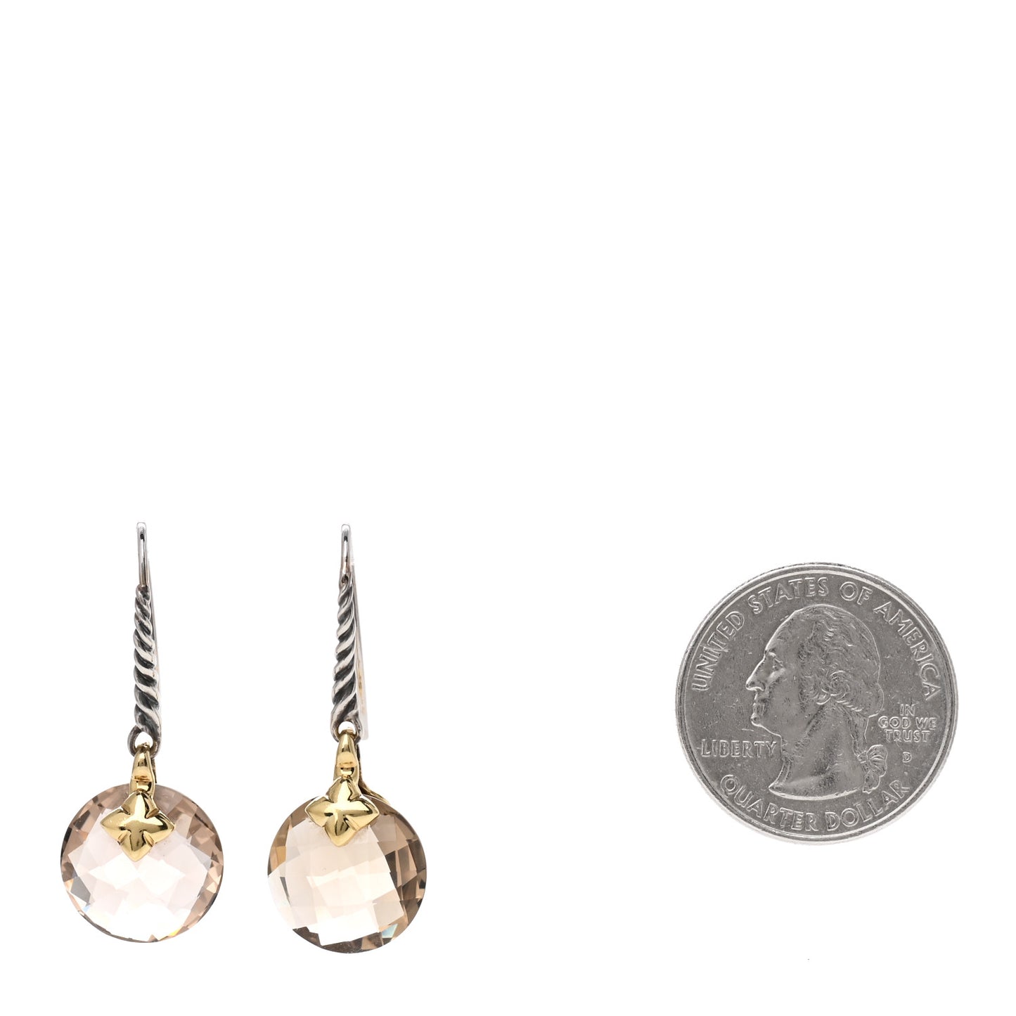 Sterling Silver 18K Yellow Gold Smoky Quartz Capri Drop Earrings