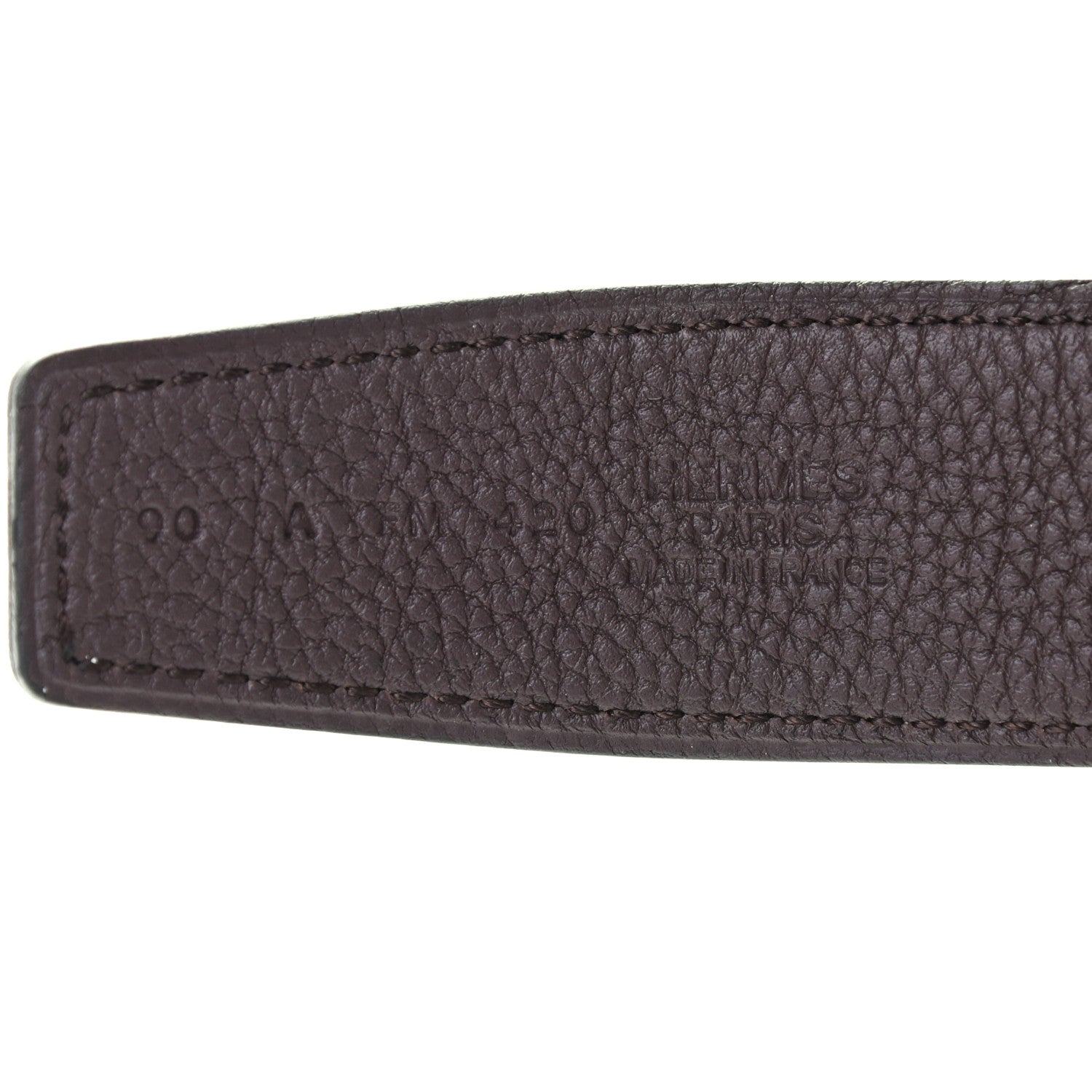 Hermes Box Togo 32mm Martelee H Belt 90 Black Chocolate 3 of 6