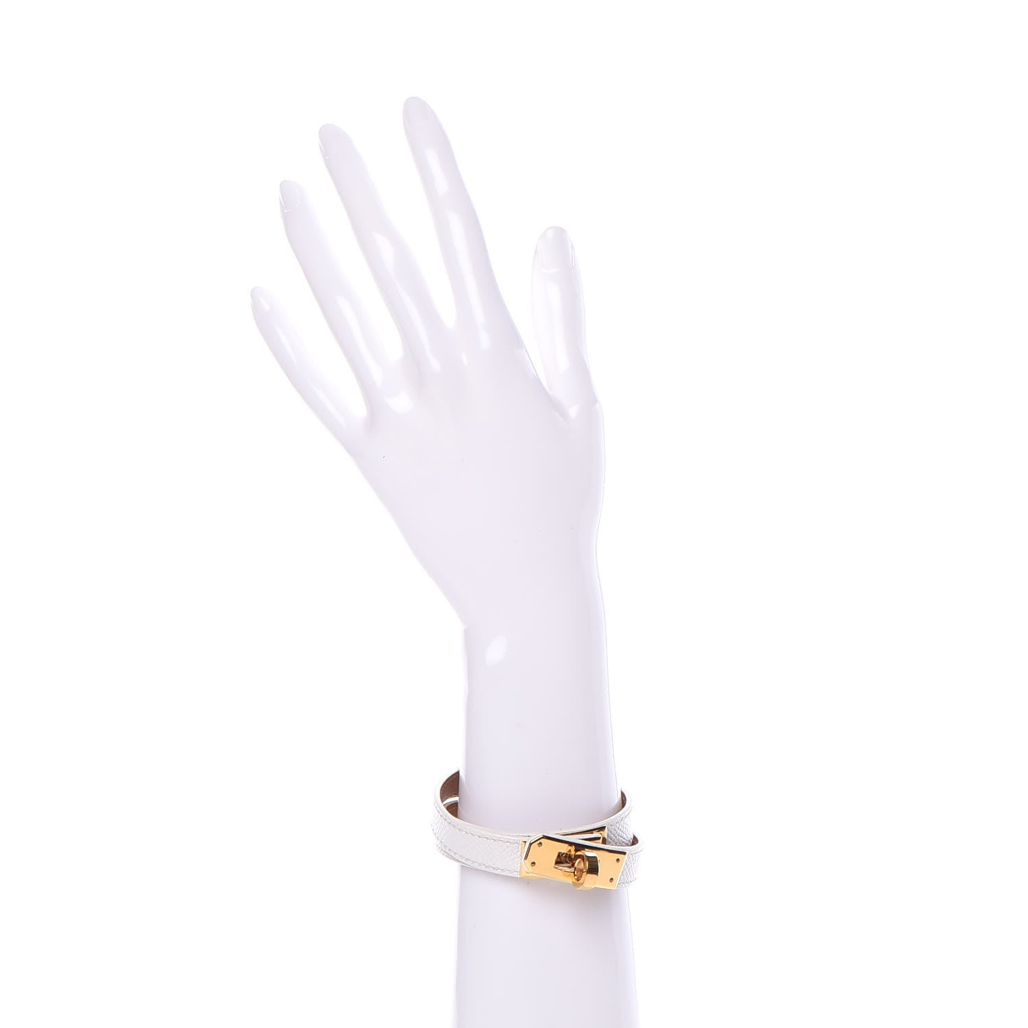 Hermes Epsom Kelly Double Tour Bracelet M White 2 of 6
