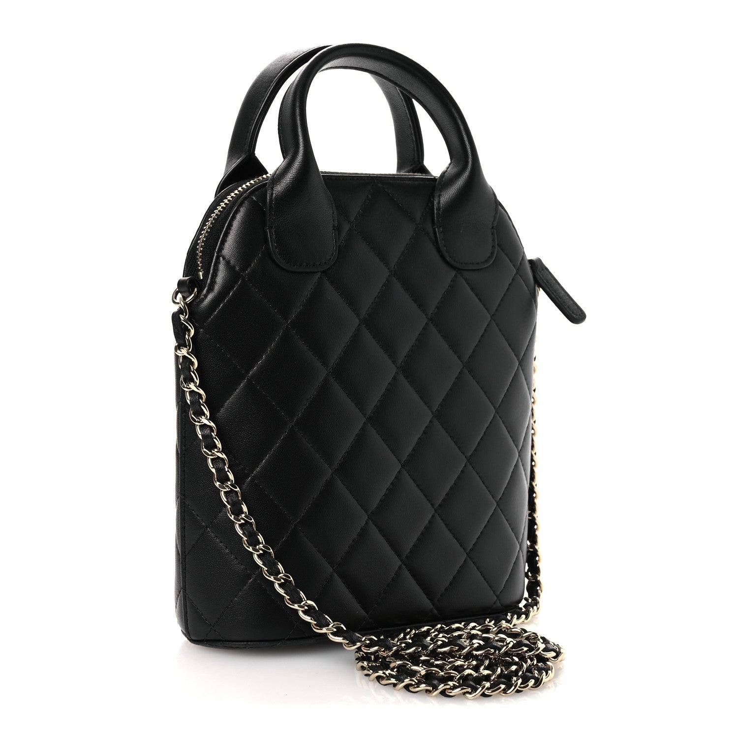 Chanel Caviar Quilted Top Handle Clutch With Chain Black 3 of 11