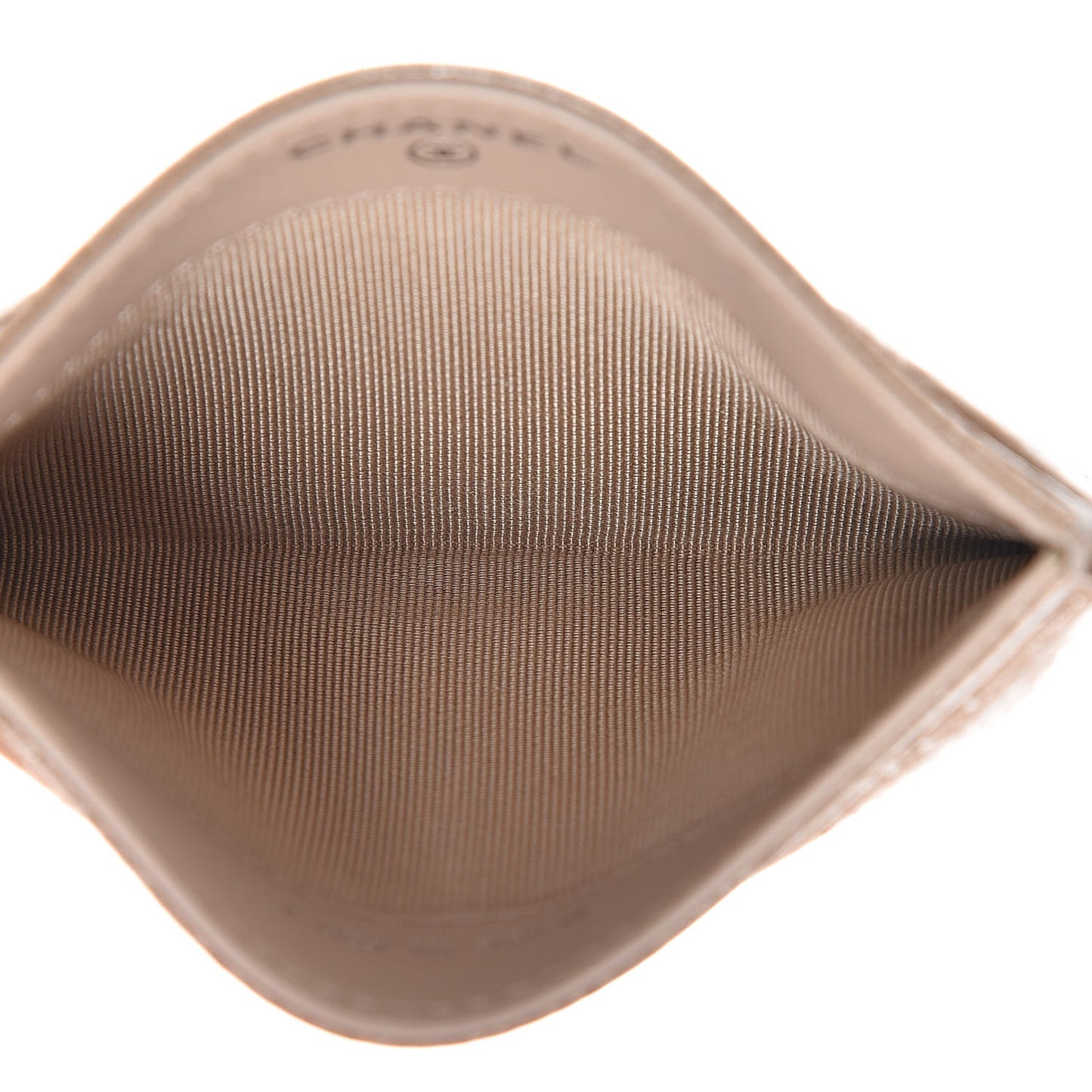 Iridescent Caviar Quilted Card Holder Beige