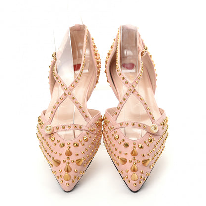 Gucci Malaga Kid Studded Pointed Toe Unia Flats 37 Perfect Pink 5 of 11