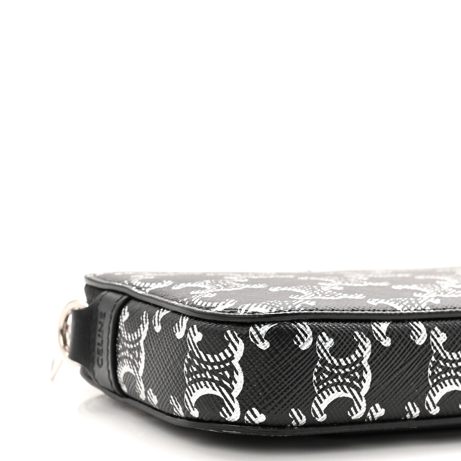 Celine Triomphe Canvas Horizontal Pouch Silver Black 1825940