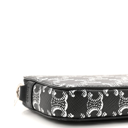 Celine Triomphe Canvas Horizontal Pouch Silver Black 18 of 23