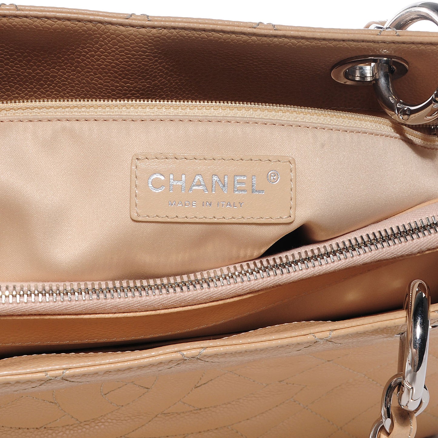 Caviar Quilted Grand Shopping Tote GST Beige Clair